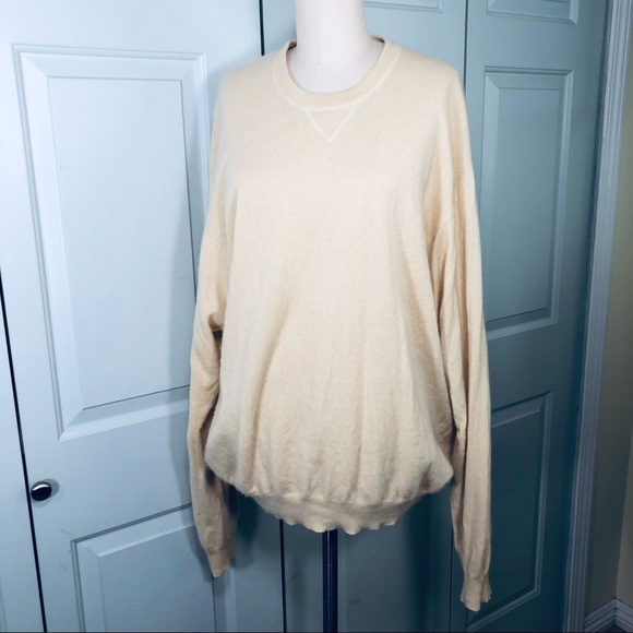 Club Room CR 💯 Cashmere Oversize Sweater Light Yellow Size XL - Picture 7 of 10